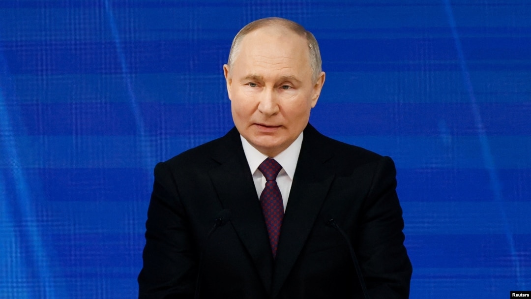 Speaking delivers his annual state-of-the-nation address to Russians on February 29.