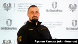 Міністр з питань стратегічної промисловості України Олександр Камишін під час підсумкового брифінгу «Результати діяльності Мінстратегпрому та «Укроборонпрому» за 2023 рік». Київ, 27 грудня 2023 року 