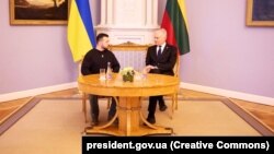 Volodimir Zelenszkij ukrán elnök Gitanas Nausėda litván elnökkel tárgyal Vilniusban 2024. január 10-én