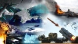 Фотоколлаж: пораженные корабли Черноморского флота РФ и украинский ракетный комплекс «Нептун».