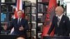 Britanski ministar vanjskih poslova Dejvid Kameron (lijevo) i albanski premijer Edi Rama (desno) tokom konferencije za medije u Tirani 22. maja 2024.