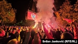 Protest ispred Skupštine Crne Gore zbog izbora Andrije Mandića za predsednika Skupštine, Podgorica, 30. oktobra 2023.