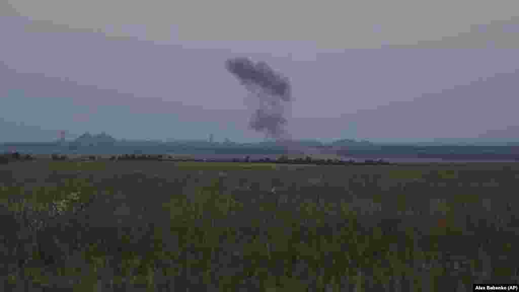 Smoke from Russian shelling is seen near the front close to Bakhmut. Russian forces had gone on the offensive along sections of the eastern front, Malyar said. "We are moving forward in the Bakhmut area, while the enemy is continuing to attack in the direction of Lyman, Avdiyivka, and Maryinka," she said