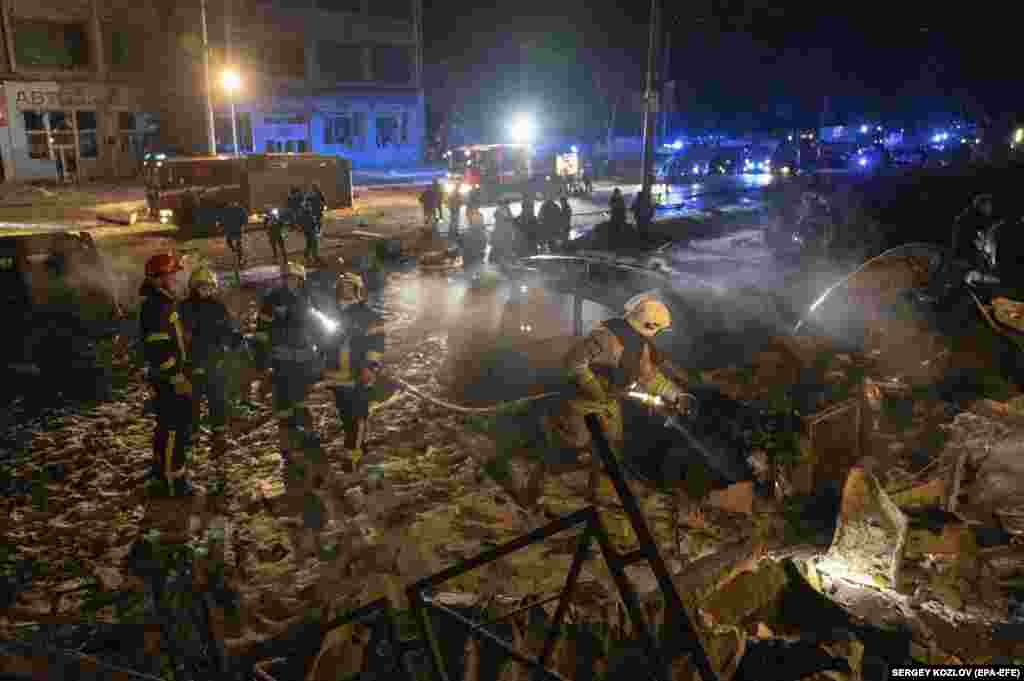 Several other buildings, including two apartment blocks, were also reported damaged in the latest strike.