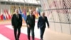 EU/Armenia/Azerbaijan - President of the European Council Charles Michel, Prime Minister of Armenia Nikol Pashinian and President of Azerbaijan Ilham Aliyev meet in Brussels, May 22, 2022.
