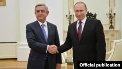 Russia - President Vladimir Putin and his Armenian counterpart Serzh Sarkisian meet in Moscow, 10Mar2016.