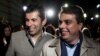 Съпредседателите на "Продължаваме промяната" Кирил Петков и Асен Василев в нощта след изборите