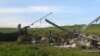 Nagorno-Karabakh - The wreckage of what Karabakh Armenian forces described as an Azerbaijani military helicopter shot down by them, 2Apr2016.