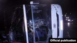 Автобус Москва-Ереван, попавший в ДТП в Тульской области, 3 ноября 2015 г.