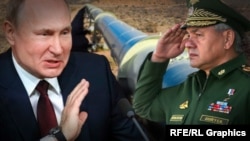 Prezident Vladimir Putin va uning mudofaa vaziri Sergey Shoygu-kollaj. 
