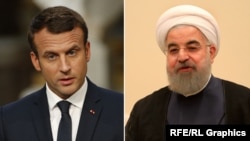 امانوئل مکرون، رئیس‌جمهور فرانسه (چپ)، و حسن روحانی