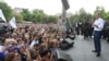 Armenia - Former President Robert Kocharian addresses supporters demonstrating in Yerevan, May 9, 2021