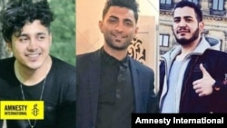 Condemned to death (left to right): Said Tamjidi, Mohammad Rajabi, and Amir Hossein Moradi