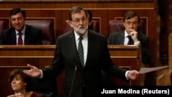 Mariano Rajoy în Parlamentul de la Madrid, 18 octombrie 2017.