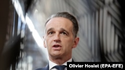 Heiko Maas német külügyminiszter Brüsszelben 2020. szeptember 21-én.