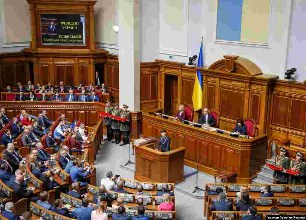 In his inaugural speech, the former comedian said he will try to ensure that "Ukrainians do not cry" during his term in office.