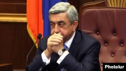 Armenia - President Serzh Sarkisian attends a parliament session in Yerevan, May 31, 2012.