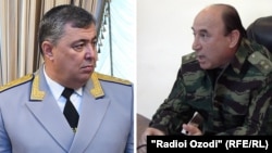 Жаза аткаруу боюнча башкы башкармалыктын мурдагы башчысы Изатулло Шарифзода (оңдо) жана жаңы жетекчиси Мансуржон Умаров.