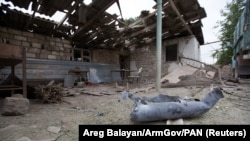 NAGORNO KARABAKH -- A house in the town of Martuni which locals say was damaged during a recent shelling by Azeri forces, October 1, 2020.