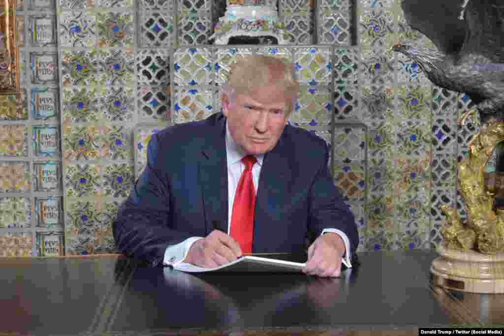 Ант берүүгө бир нече күн калганда Трамп Твиттердеги баракчасында кызматка киришүүгө даярдык көрүп жаткан сүрөтүн жарыялаган. “Жуманы чыдамсыздык менен күтүп отурам” деп жазган ал.
