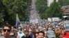 People take part in a rally in support of arrested regional governor Sergei Furgal who is accused of organising the murder of several entrepreneurs 15 years ago, in Khabarovsk, Russia July 18, 2020