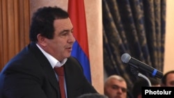 Armenia - Prosperous Armenia Party leader Gagik Tsarukian addresses an opposition conference near Abovian, 5Feb2015.