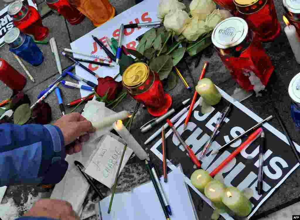 Акция памяти погибших в результате нападения на редакцию Charlie Hebdo. Босния и Герцеговина, 8 января 2015 года