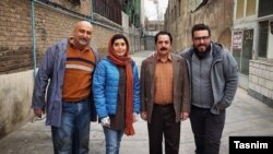 از راست: محسن کیایی، پرویز پرستویی، الناز شاکردوست و مهران احمدی؛ بازیگران اصلی فیلم «مطرب»