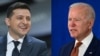 Volodimir Zelenskiy (balra) ukrán és Joe Biden amerikai elnök