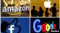 Amazon, Apple, Facebook пен Google логосы.