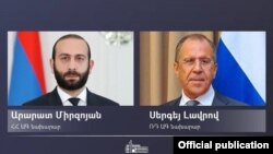 Министр иностранных дел Армении Арарат Мирзоян (слева) и министр иностранных дел России Сергей Лавров