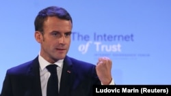 Președintele francez Emmanuel Macron. 12 noiembrie 2018