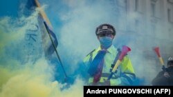Imagine de arhivă: Sute de angajați au protestat în fața Ministerului de Interne față de condițiile din sistem, de Ziua Poliției Române, pe 25 martie 2021.