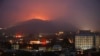 NAGORNO-KARABAKH -- Bursts of explosions are seen from Stepanakert during fighting between Armenian and Azerbaijani forces near Shushi (Susa), November 5, 2020