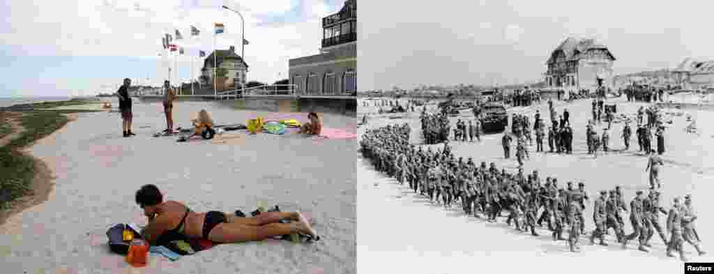 Njemački ratni zarobljenici marširaju na plaži Juno prema brodu koji će ih odvesti u Englesku nakon što su ih zarobile kanadske trupe 6. juna 1944.