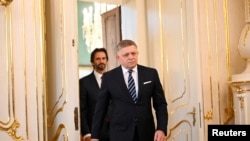 Назначениот премиер Роберт Фицо на денот на инаугурацијата на новиот кабинет во Претседателската палата во Братислава, Словачка, 25 октомври 2023 година.