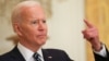 Joe Biden, az Egyesült Államok elnöke első formális sajtótájékoztatóján a Fehér Házban, Washingtonban, 2021. március 25-én
