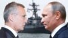 Фото колаж: генералниот секретар на НАТО Јенс Столтенберг и рускиот претседател Владимир Путин 