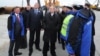 Russian President Vladimir Putin inspects the site of the under-construction bridge across the Kerch Strait to Crimea on March 18.