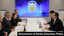 Секретарот на Советот за безбедност на Руската Федерација Сергеј Шојгу и вицепремиерот на Србија Александар Вулин во Москва, 18 февруари 2025 година