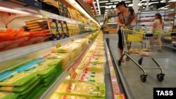 Russia - A food supermarket in Novosibirsk, 7Aug2014.
