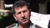 Armenia -- Volodya Avetisyan, a retired army colonel, holds a sit-in in Yerevan's Liberty Square.
