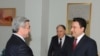 Armenian President Serzh Sarkisian and Turkish Foreign Minister Ali Babacan meet in Yerevan on April 16, 2009