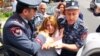 Armenia - Police forcibly remove Zaruhi Postanjian, an opposition mayoral candidate, from a campaign office of the ruling Republican Party in Yerevan, 14May2017.