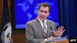 U.S. -- State Department Spokesman John Kirby speaks during the daily briefing at the State Department in Washington, January 6, 2015