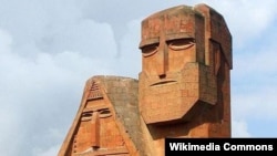 Armenia/Nagorno-Karabakh -- A landmark monument, "We Are Our Mountains", in Stepanakert.