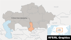 Түркістан облысының картасы.